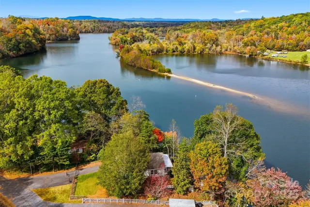 a view of a lake with outside area