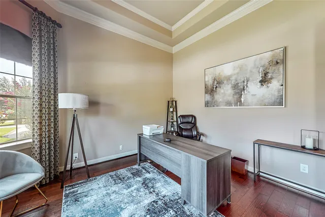 a room with a workspace