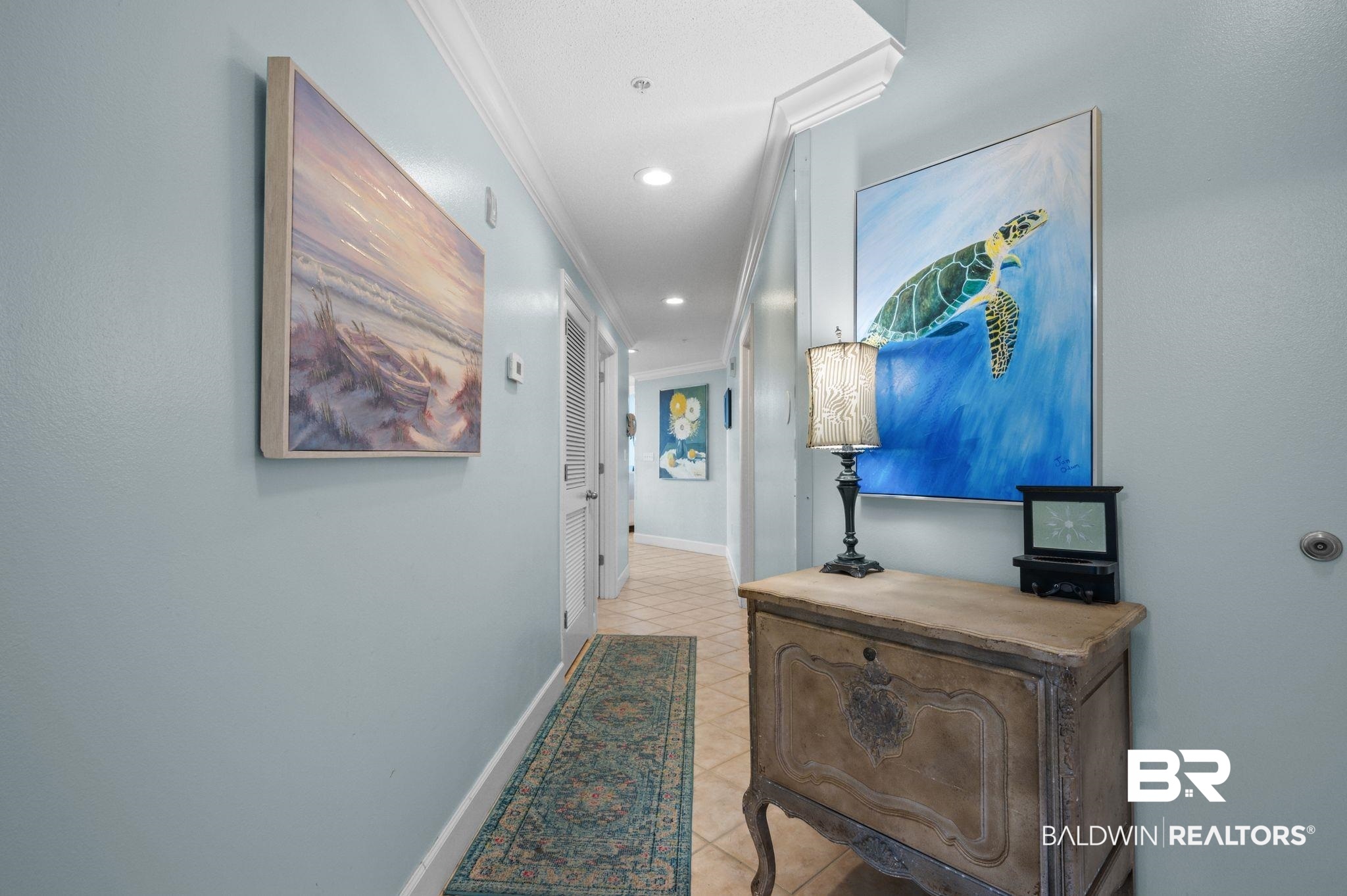 27580 Canal Road, Unit 1427 Orange Beach, AL 36561 - Photo 7 of 38 Hall with ornamental molding and recessed lighting