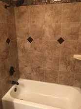 a bathroom with a bathtub