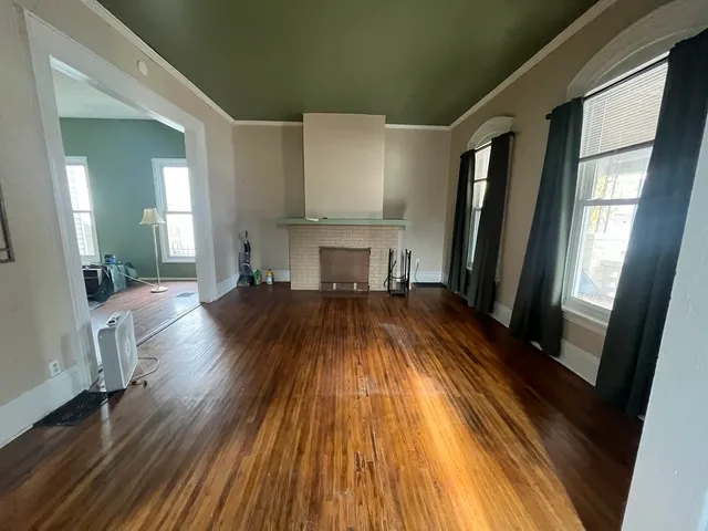 workspace with wooden floor and furniture