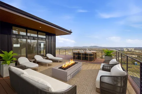 a outdoor space with patio furniture