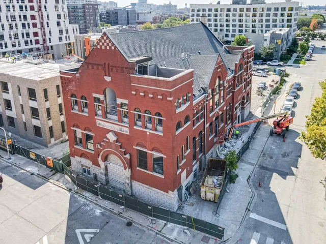 a front view of a multi story building