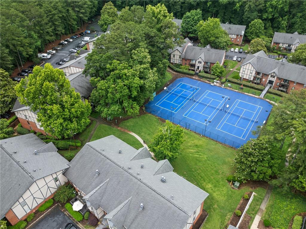 6851 Roswell Road, Unit H26 Atlanta, GA 30328 - Photo 42 of 49 an aerial view of a house with garden space and street view