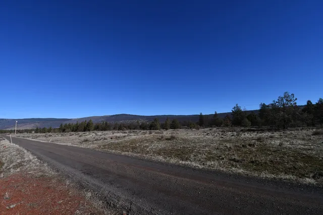 a view of a field with a road