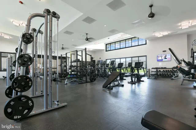 a view of a room with gym equipment