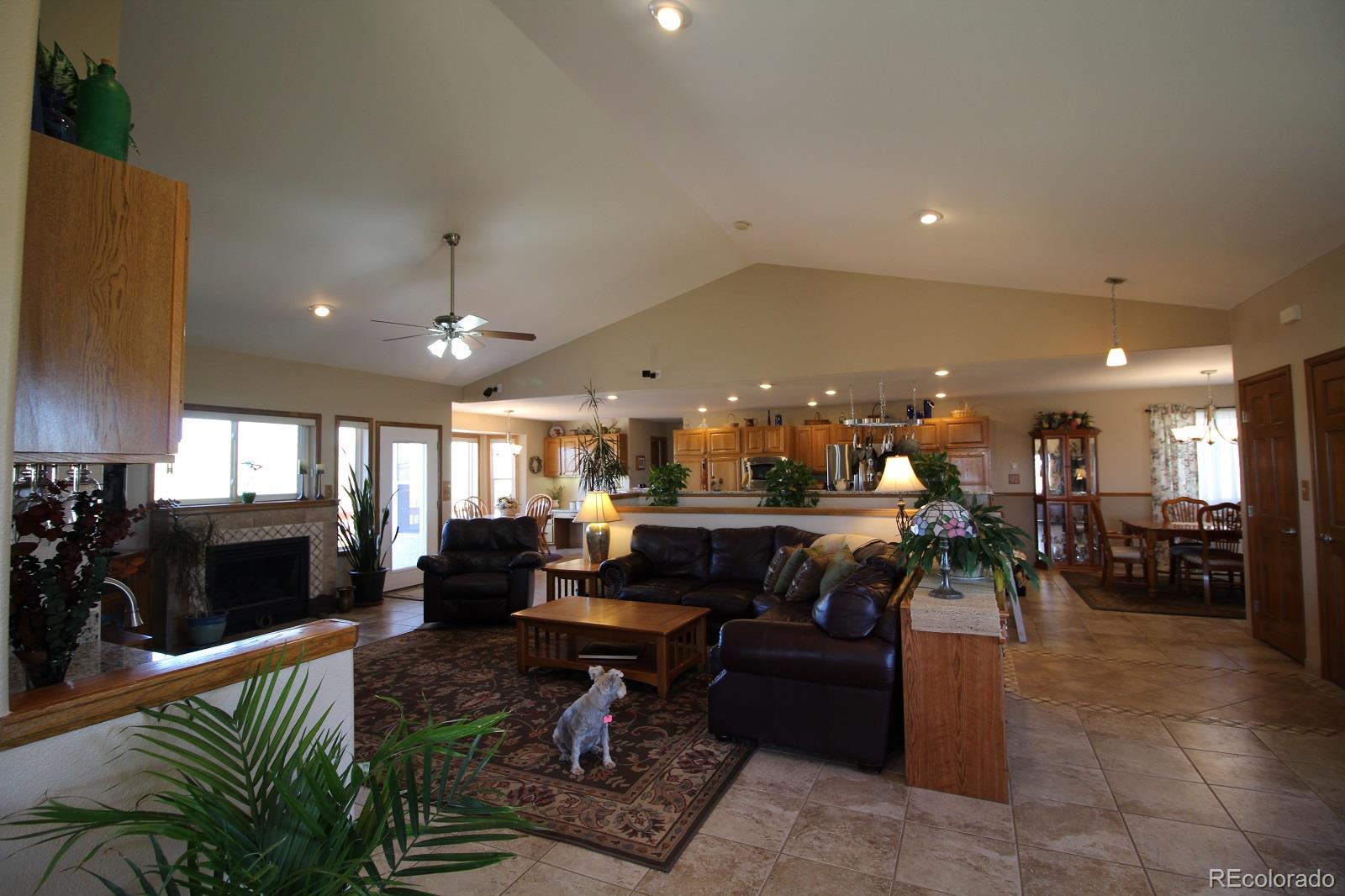 6202 Lorraine Road Larkspur, CO 80118 - Photo 10 of 35 a living room with furniture and a dining table with kitchen view