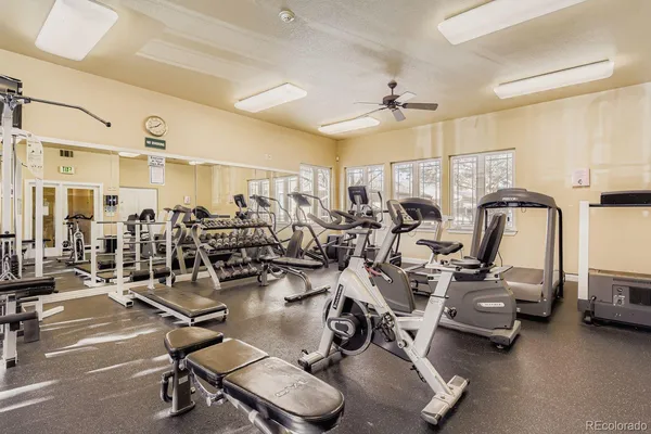 a view of a room with gym equipment