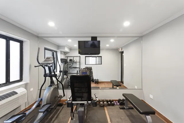 a view of a room with gym equipment