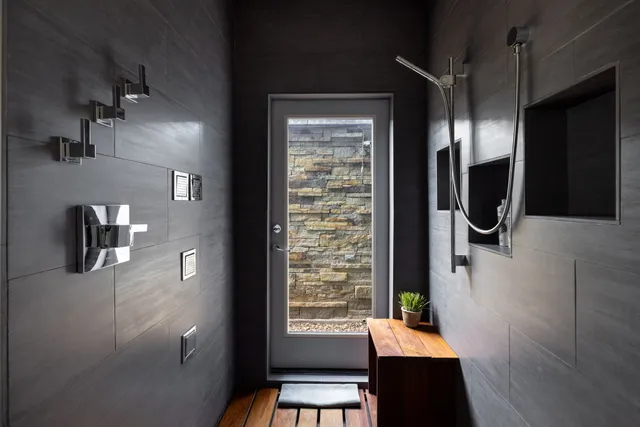 a kitchen with a sink stove and refrigerator