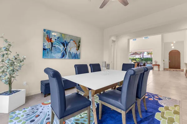 a view of front door of house and entertaining space
