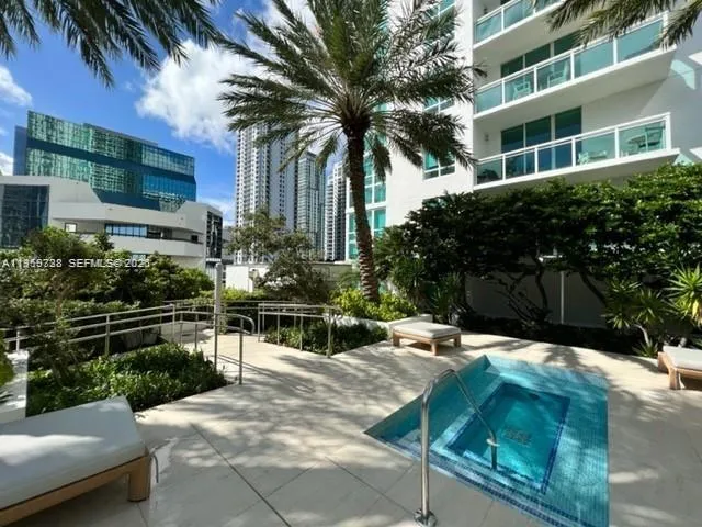 a view of a backyard and swimming pool