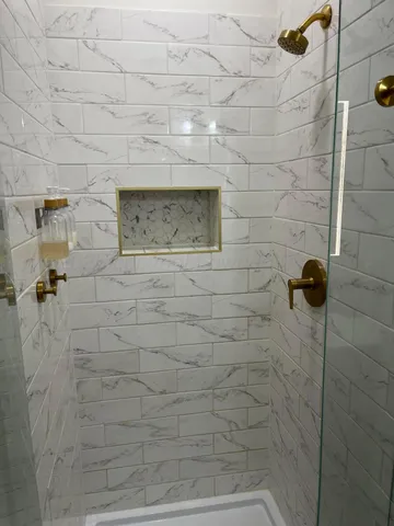 a bathroom with a shower