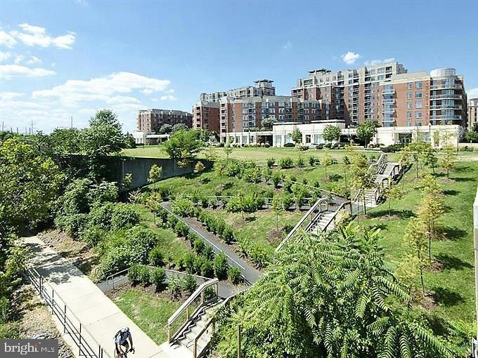 a view of a city with tall buildings