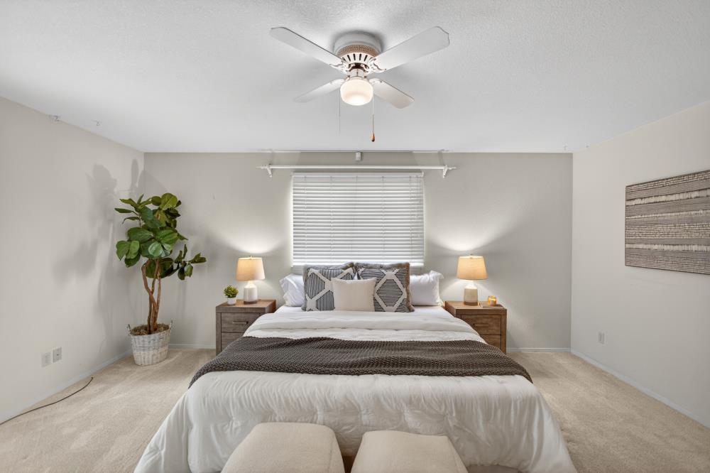 7649 El Modena Avenue Elverta, CA 95626 - Photo 38 of 75 a bedroom with a bed and a potted plant