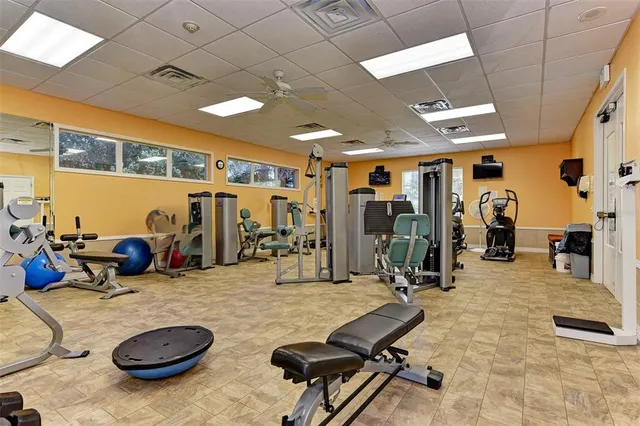 a view of a room with gym equipment