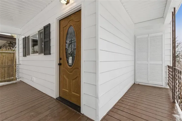 a view of wooden door
