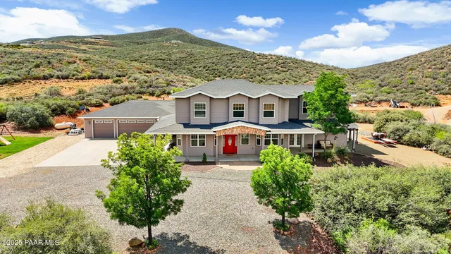 an aerial view of a house
