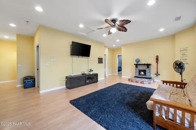 a view of a room with shelves