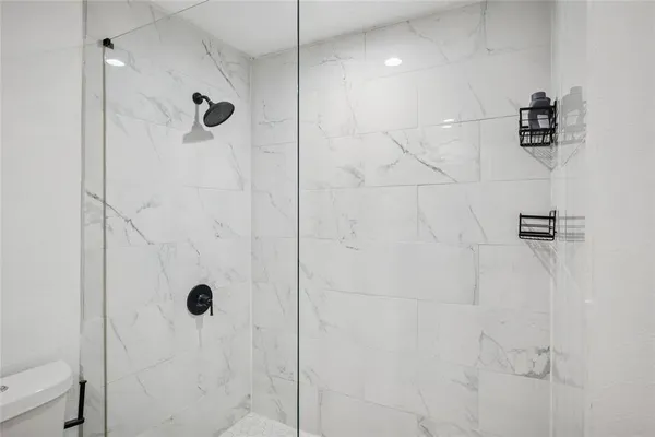 a bathroom with a shower