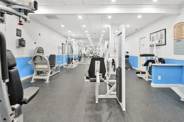 a view of a room with gym equipment