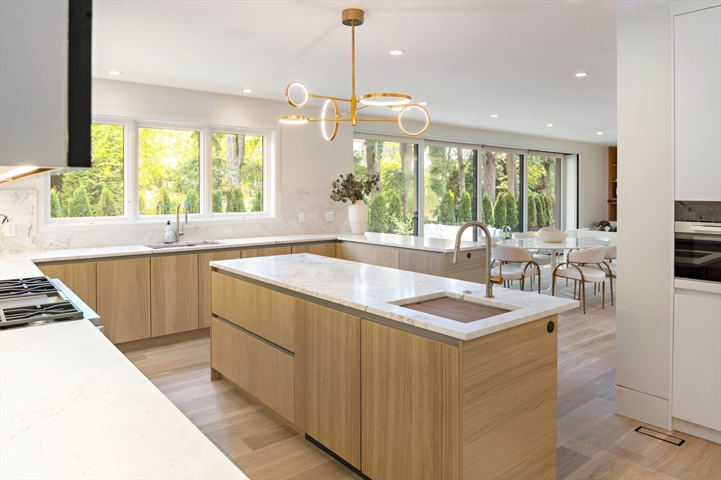 115 Mandalay Road Newton, MA 02459 - Photo 7 of 27 a kitchen with stainless steel appliances granite countertop a sink a counter top space and a large window