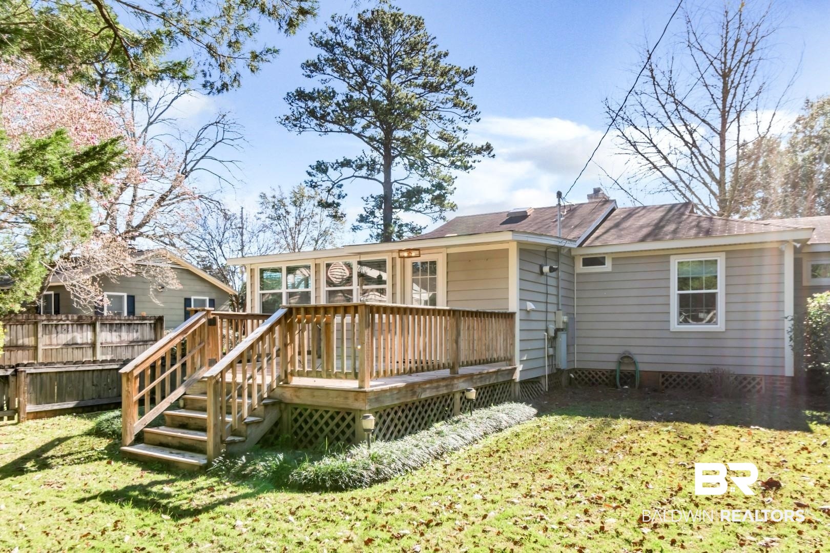 10 South Hathaway Road Mobile, AL 36608 - Photo 38 of 46 Back of house featuring a wooden deck and stairway