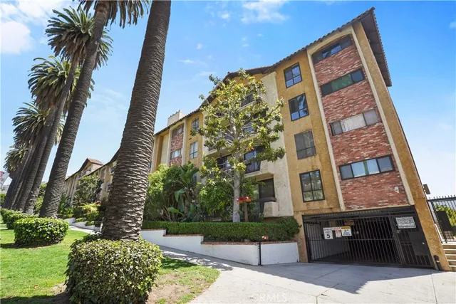 a front view of a multi story building