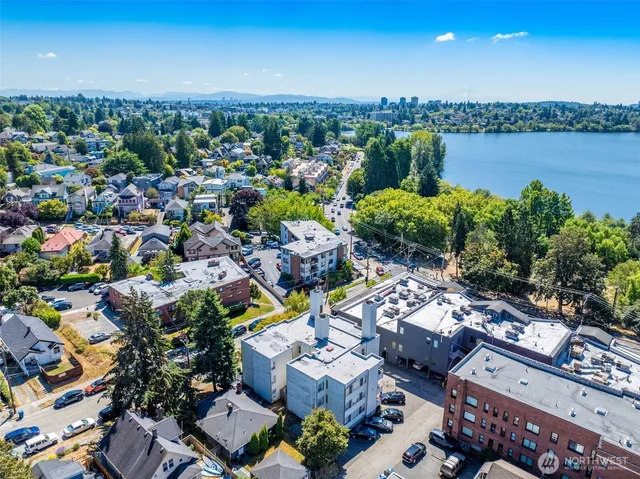 a view of a tall building from a balcony