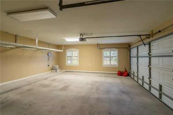 a view of a garage with window