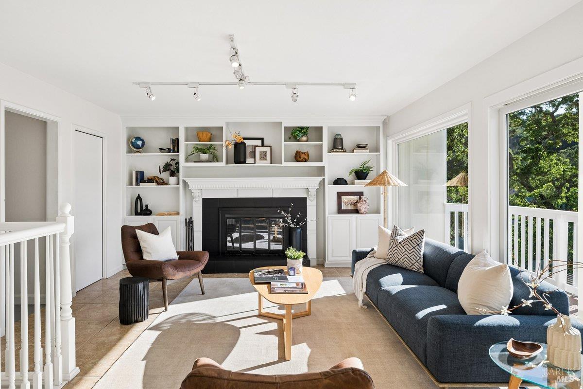 1036 Lea Drive San Rafael, CA 94903 - Photo 19 of 88 a living room with furniture and a fireplace