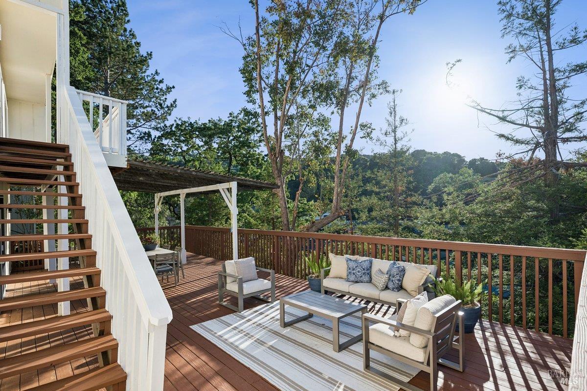 1036 Lea Drive San Rafael, CA 94903 - Photo 28 of 88 a view of balcony with wooden floor and outdoor seating