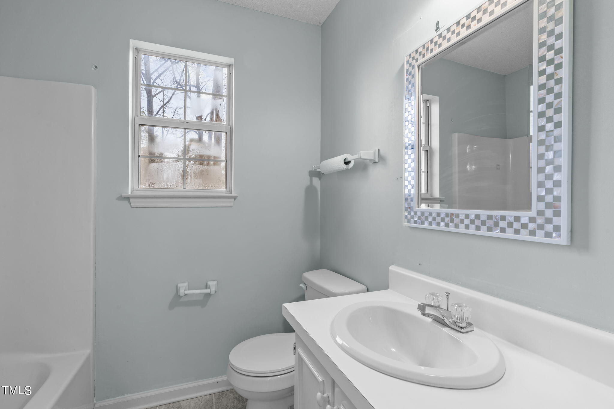 4624 Timberhurst Drive Raleigh, NC 27612 - Photo 26 of 29 a bathroom with a sink a mirror and a toilet