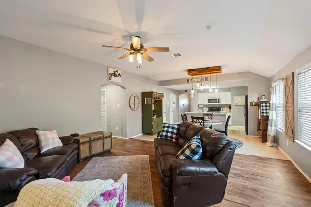 a living room with furniture