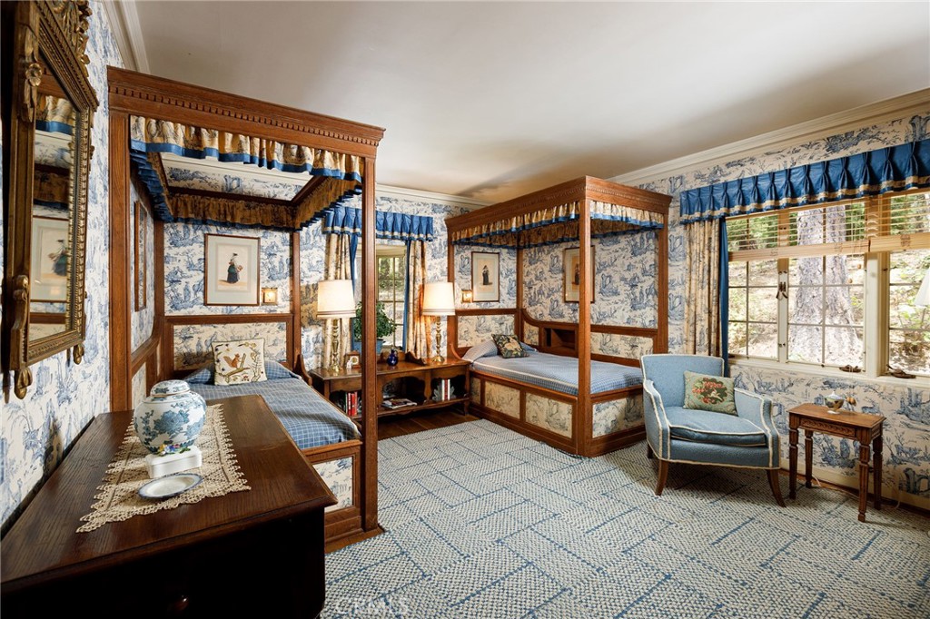 28641 North Shore Road Lake Arrowhead, CA 92352 - Photo 15 of 75 a bedroom with furniture and a large window