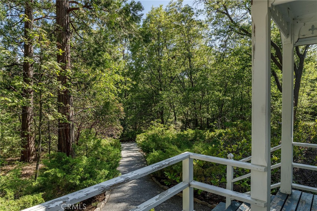 28641 North Shore Road Lake Arrowhead, CA 92352 - Photo 72 of 75 a view of a wooden fence and trees