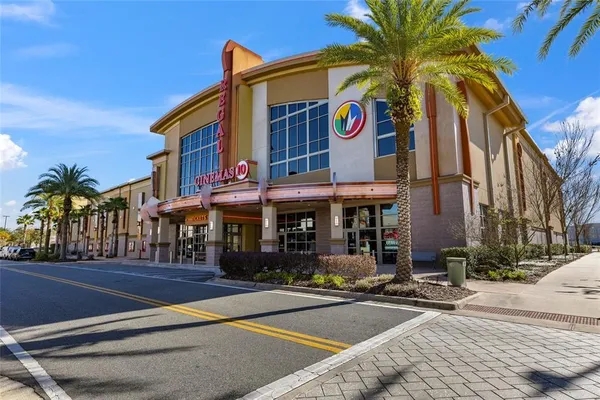 a view of a street with sitting area