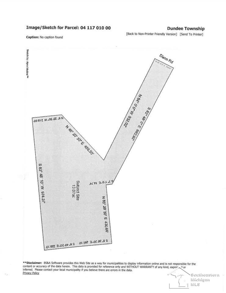 12993 Dixon Road Dundee, MI 48131 - Photo 17 of 17 Land Drawing