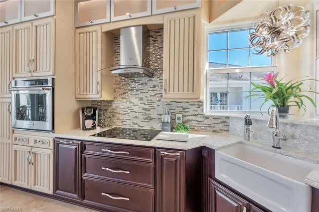 a bathroom with a granite countertop sink a potted plant and a window
