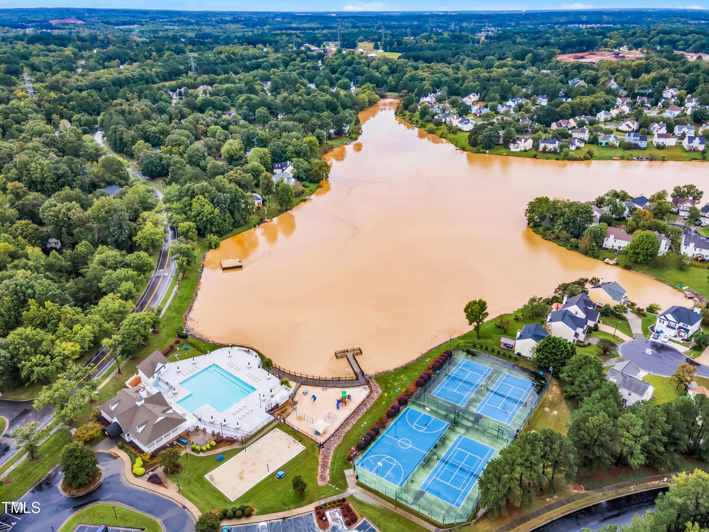 7 Epping Court Durham, NC 27703 - Photo 29 of 35 an aerial view of a house with a lake view