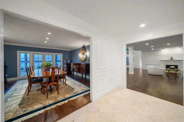 a view of a porch with furniture and a window