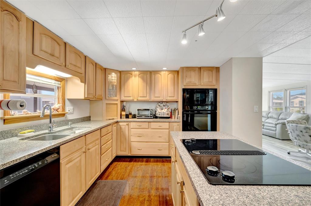 132 West St Lucia Loop Apollo Beach, FL 33572 - Photo 5 of 57 a kitchen with granite countertop a sink a counter top space stainless steel appliances and windows
