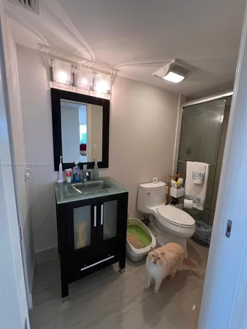 a bathroom with a toilet a sink and a mirror