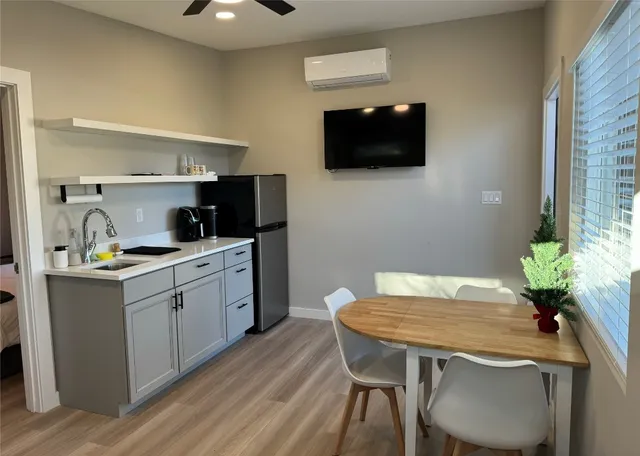 a bed room with a bed and furniture