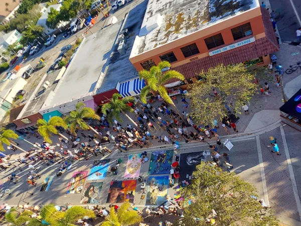 a view of a patio with swimming pool