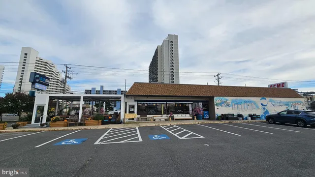 a front view of a building with street