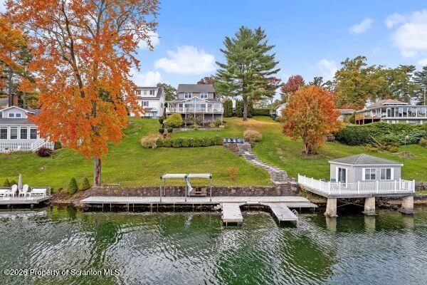 a view of a lake with houses