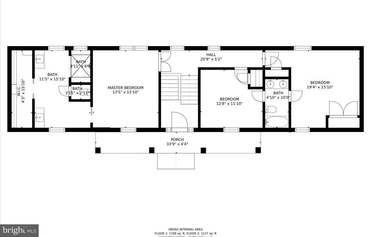 23280 Dover Road Middleburg, VA 20117 - Photo 63 of 64 Upper-level layout with estimated measurements.