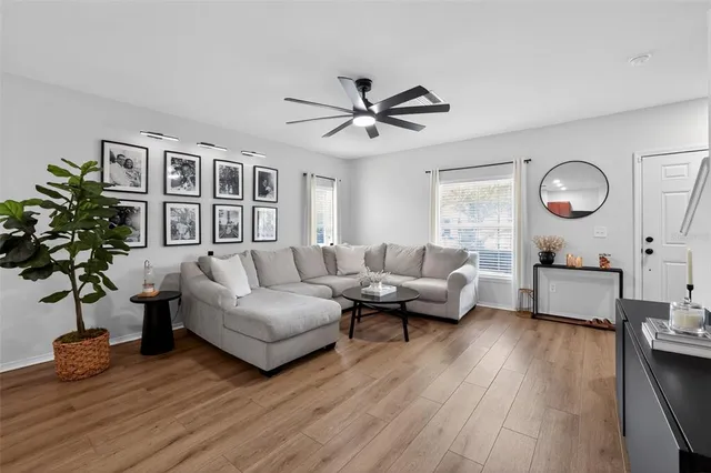 a living room with furniture