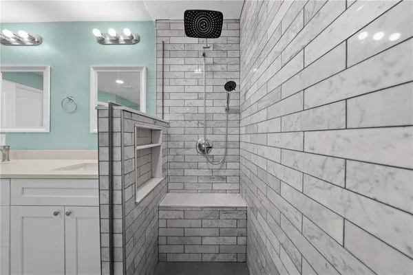 a bathroom with a shower